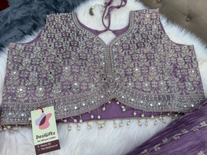 Size 2XL, Light Purple Heavy Embroidery Georgette  Lehenga Choli 3 Pieces Ethnic Wear for Girls, Design LHG - 1974