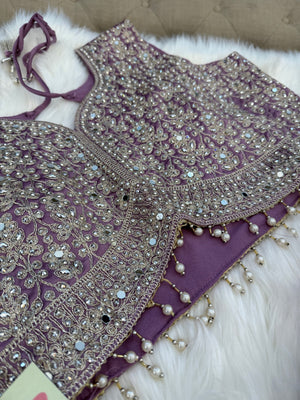 Size 2XL, Light Purple Heavy Embroidery Georgette  Lehenga Choli 3 Pieces Ethnic Wear for Girls, Design LHG - 1974