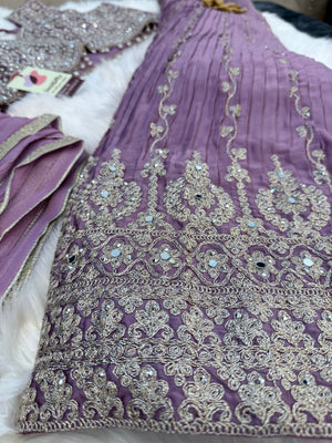 Size 2XL, Light Purple Heavy Embroidery Georgette  Lehenga Choli 3 Pieces Ethnic Wear for Girls, Design LHG - 1974