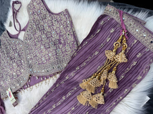 Size 2XL, Light Purple Heavy Embroidery Georgette  Lehenga Choli 3 Pieces Ethnic Wear for Girls, Design LHG - 1974