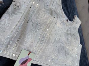 Size 2XL, Cream Embroidery Georgette  Lehenga Choli 3 Pieces Ethnic Wear for Girls, Design LHG - 1976