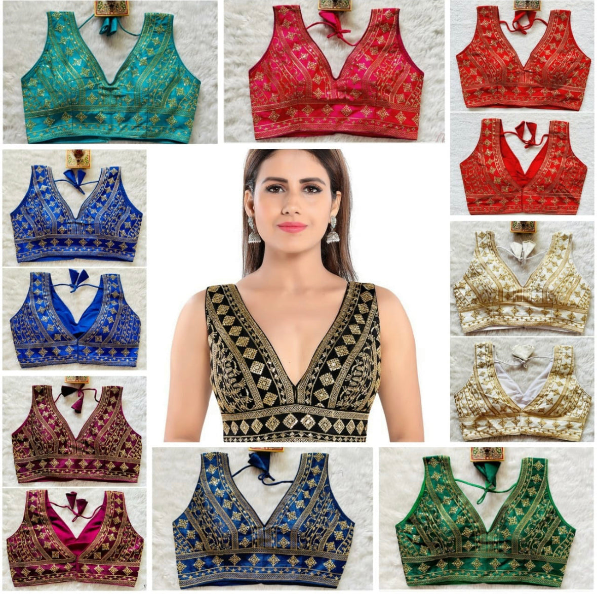 Phantom Silk With Sequence work Stitched Designer Saree Blouse, Design BLS-524