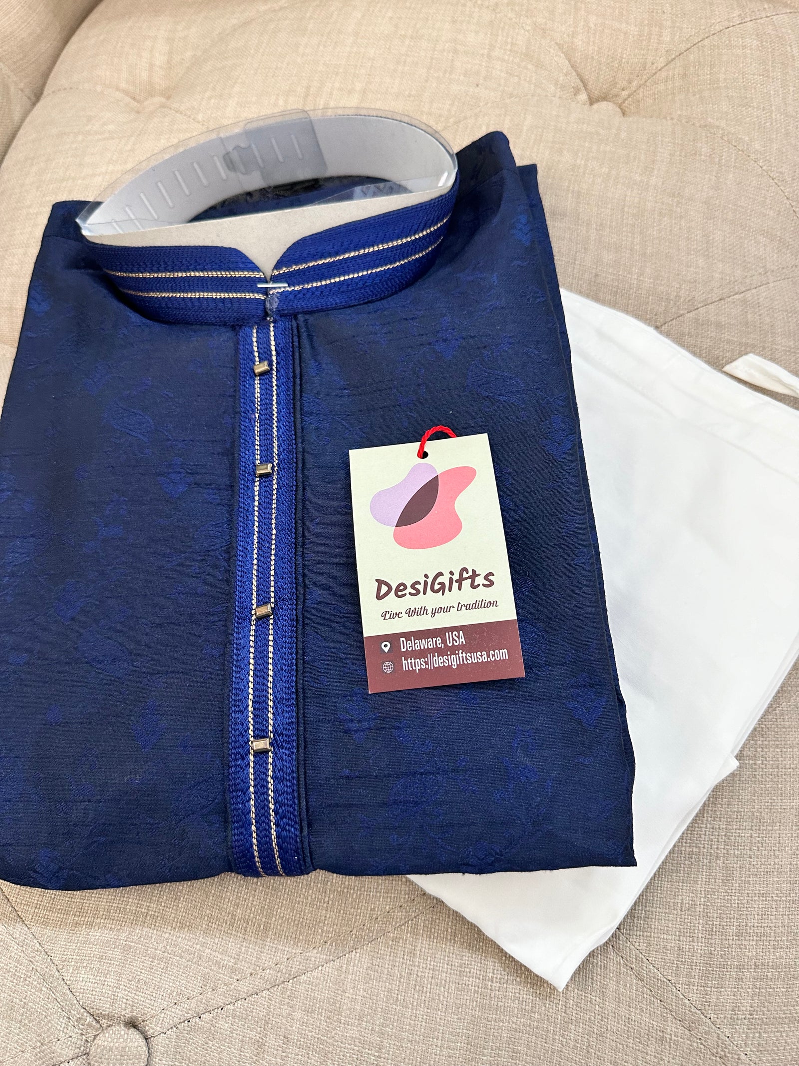 Size 38, Sophisticated Silk Kurta Pajama Set for Man, Party Wear Indian Kurta Pajama -Design KPS- 1297