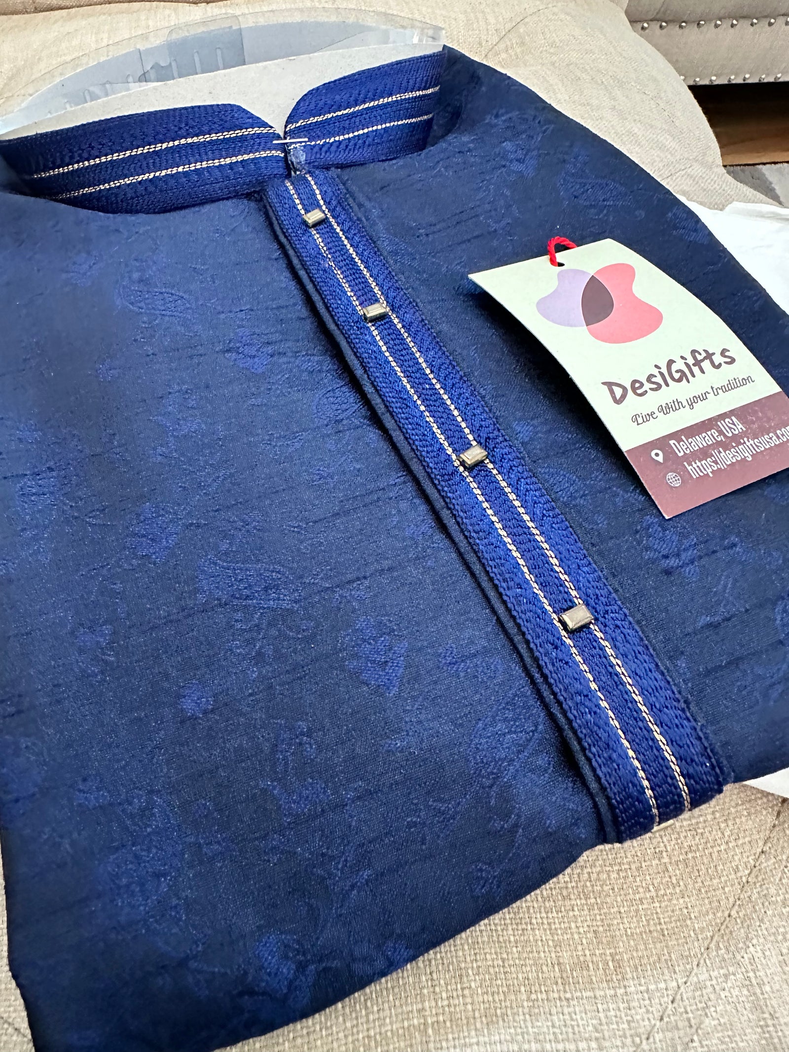 Size 38, Sophisticated Silk Kurta Pajama Set for Man, Party Wear Indian Kurta Pajama -Design KPS- 1297