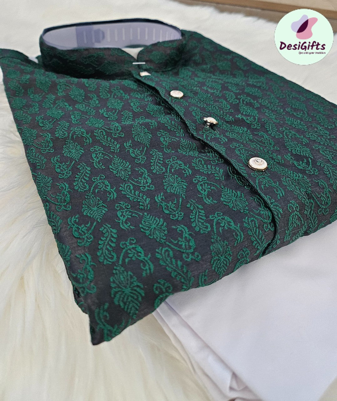 Versatile Self Woven kurta pajama set with a luxurious blend of silk and cotton linen Kurta Pajama Set, Design KPS- 1219