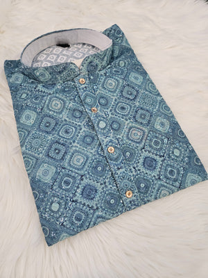 Festive Season Cotton Mix Embroidery Pattern Kurta Pajama Set,Men KPS- 1225