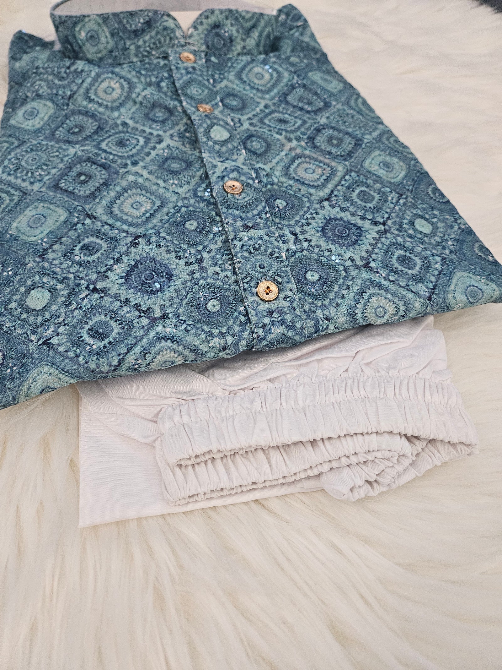 Size 38, Festive Season Cotton Mix Embroidery Pattern Kurta Pajama Set,Men KPS- 1225