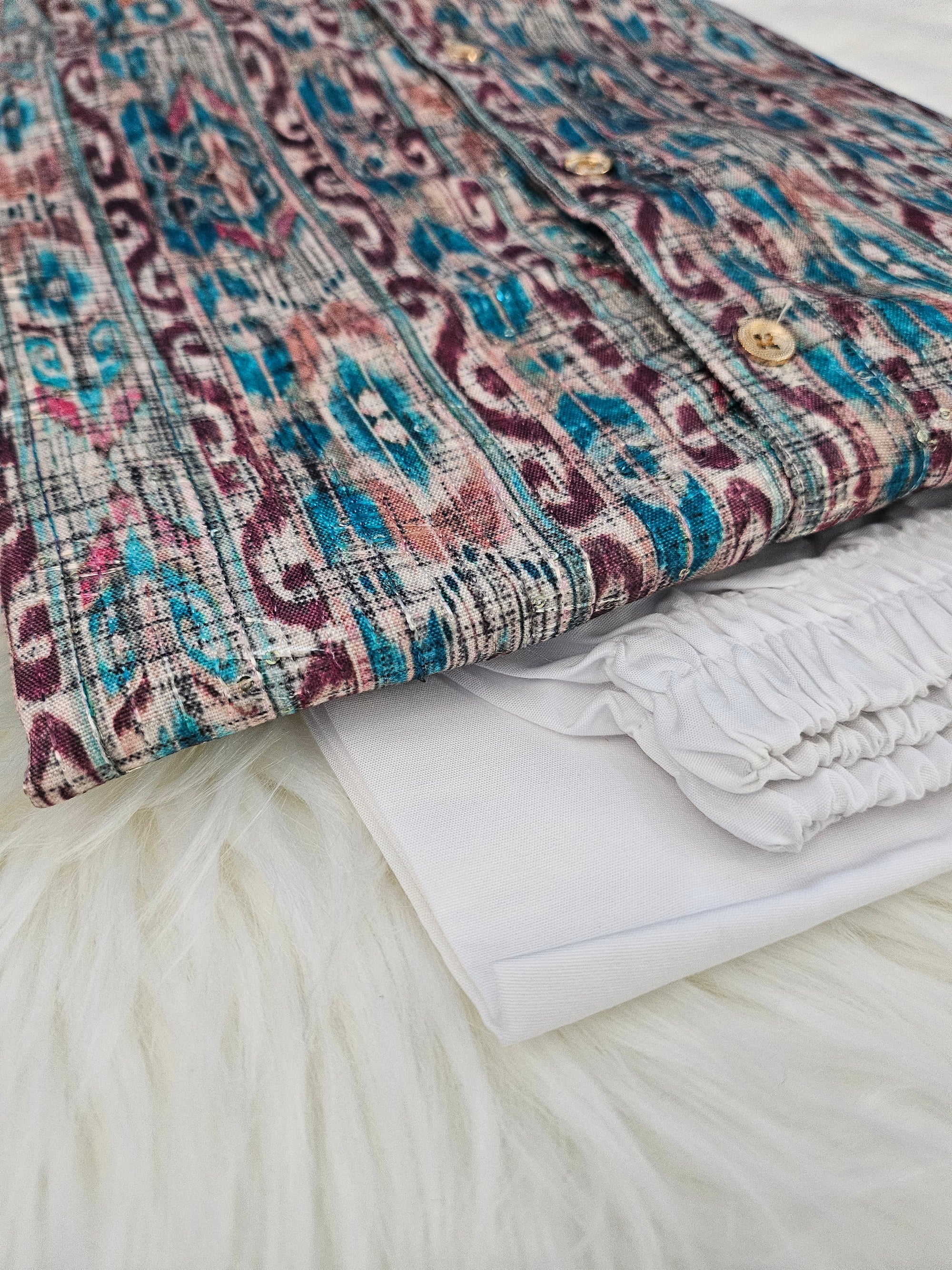 Comfort Cotton Mix Traditional Pattern Kurta Pajama Set, Men KPS- 1228