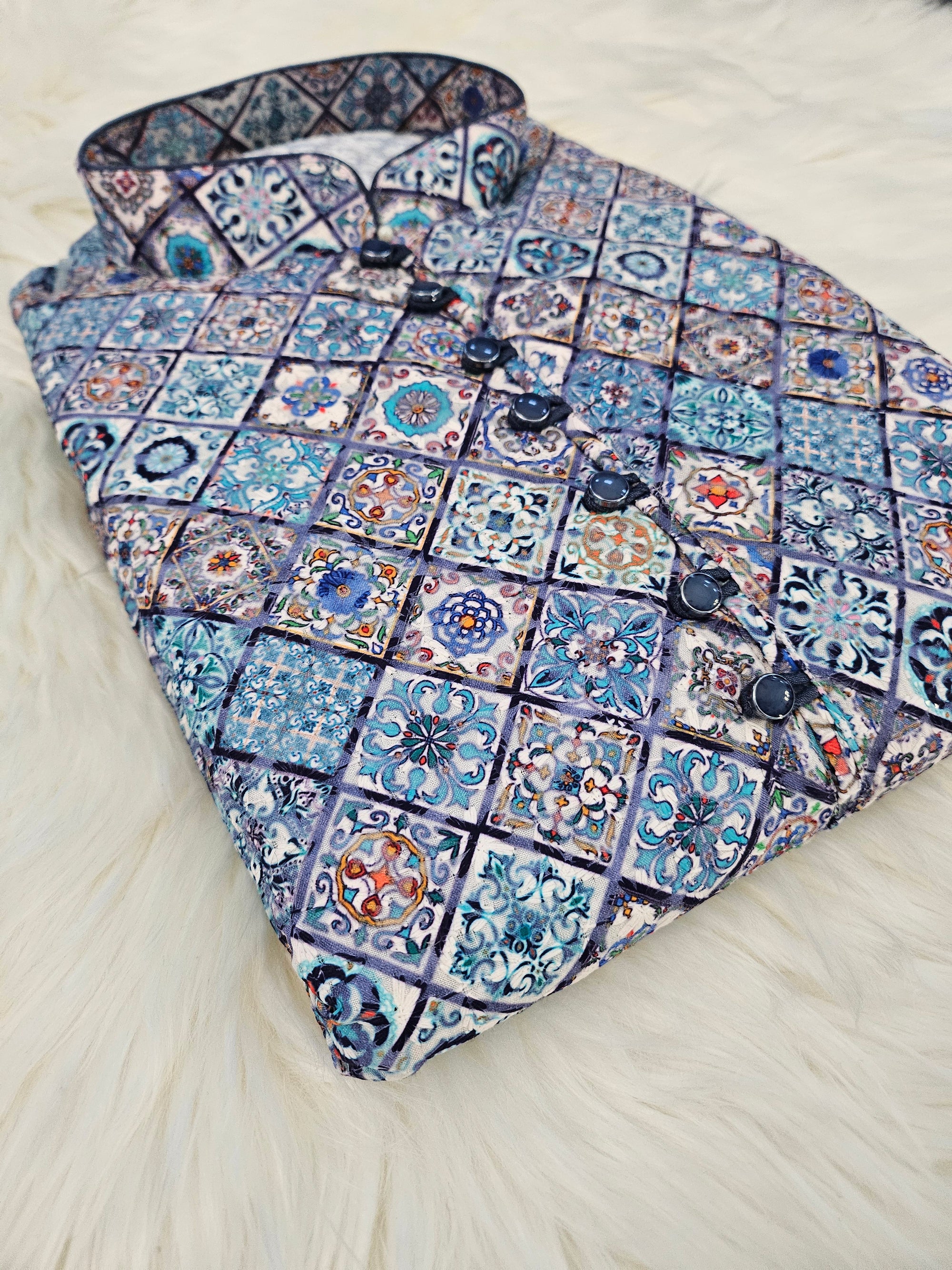 Intricate Pattern Cotton Mix Embroidery Kurta Pajama Set, party Wear, Design KPS- 1230