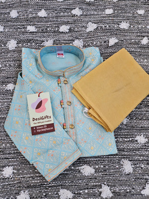 Skyblue Shade Boy's  Silk Kurta Pajama Set- BOY-1448