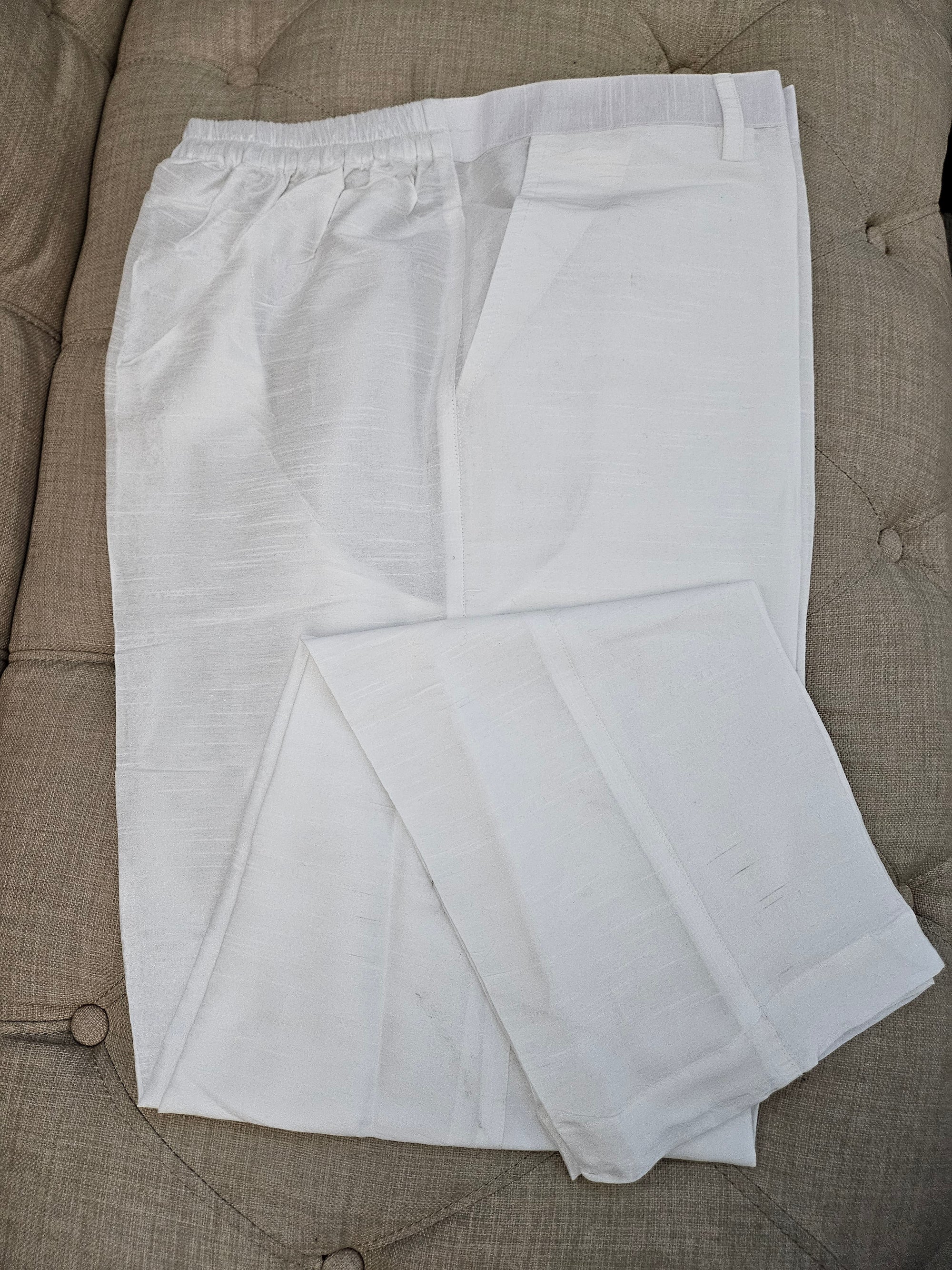 Size 46, Pure White Chikankari in full 2 Piece Kurta Pajama Set for Man, Embroidered Partywear, KP - 1212