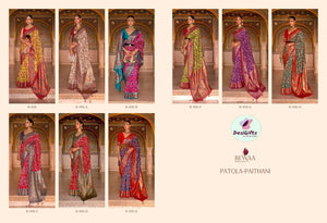 Rewaa Patola Print Paithani Smooth Silk Saree With Stitched Blouse and complete fall & Peeco , SAREE - 1620