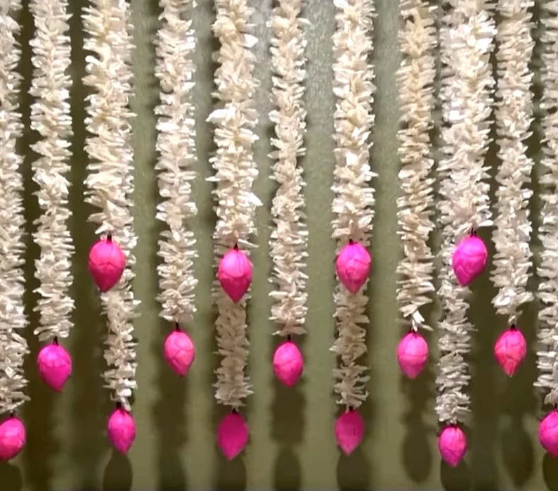 60" Lotus Buds Mogra Strings Wall hanging Decor, Set of 2, HDR- 874