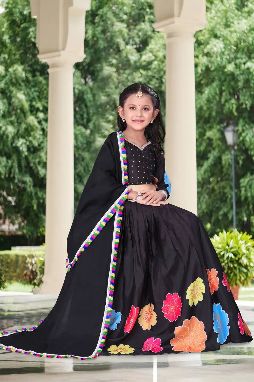 Eyeful Black Navratri Chaniya Choli, Indian traditional festive outfit for Princess, Design GRL # 1616