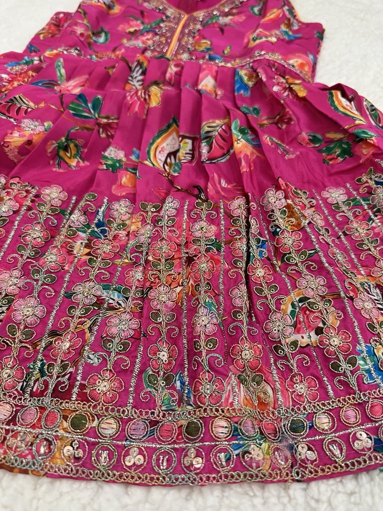 Beautiful Blended Silk Sharara Suit Dress for Girl, Indian Ethnic Outfit, GRL -1484