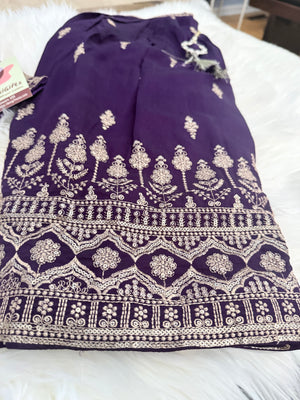 Girls Deep Purple Lehenga Choli with Dupatta | Gold Embroidered Indian Wedding Outfit | Girls Diwali Festive Party Wear, G - 4501