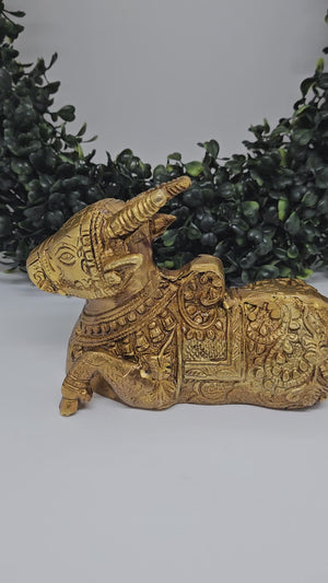 God Nandi Brass Statue, The Vehicle of Shiva, ~5.5" Idol, NAN 891