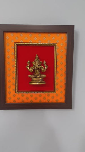 Handcrafted Ganesh Brass Hanging on Silk Frame with 3D Effect, BFD- 906