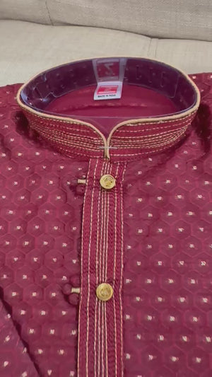 Rose Maroon Boy's Cotton Silk Kurta Pajama, Indian Ethnic outfit for Boy - BOY-1282
