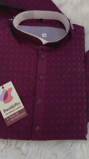 Maroon Shade Blended Silk Kurta Pajama Set for Party or Family Occasion-Design KPS- 1408