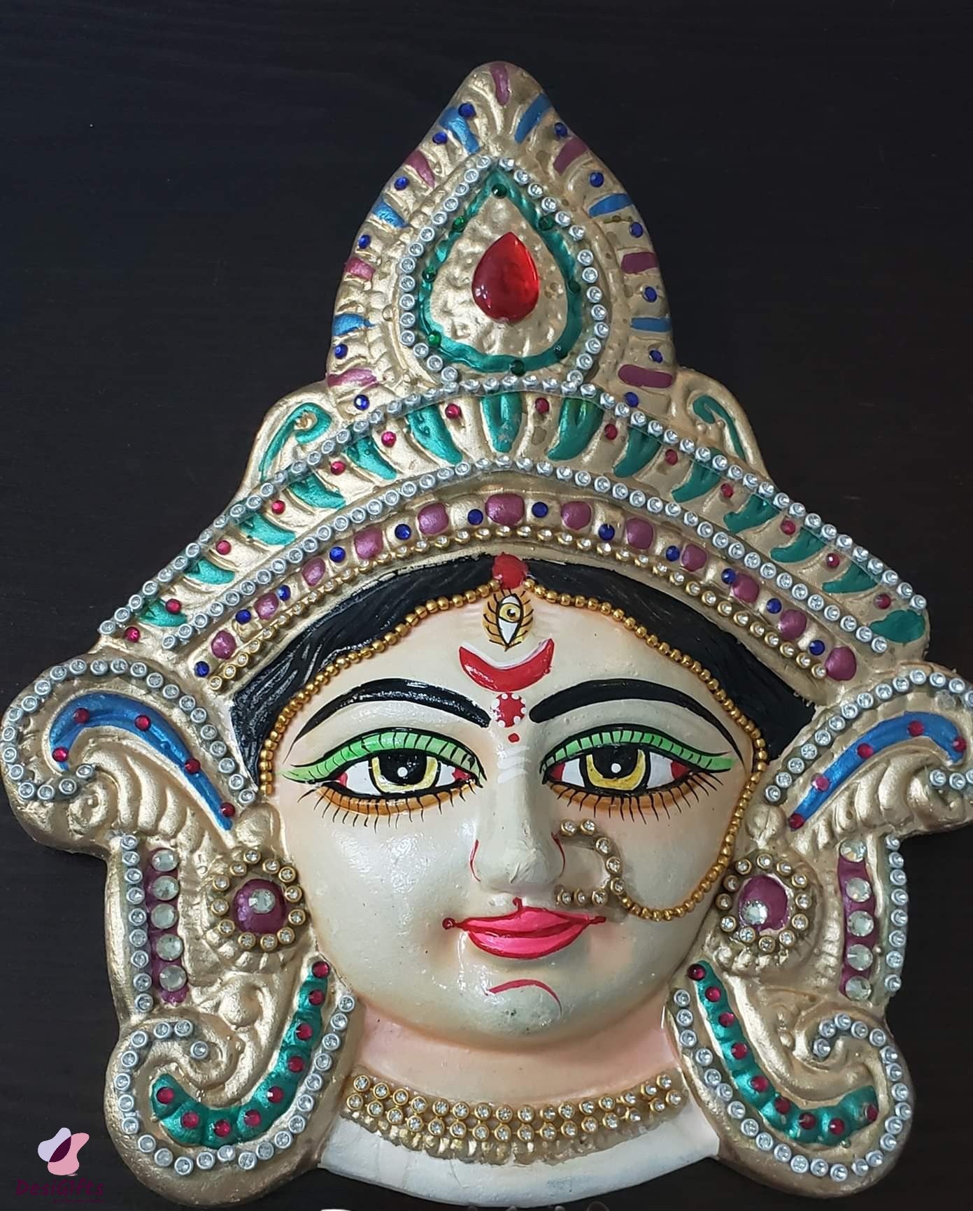 Goddess Durga Face - Wall Hanging in Clay, DFC# 101