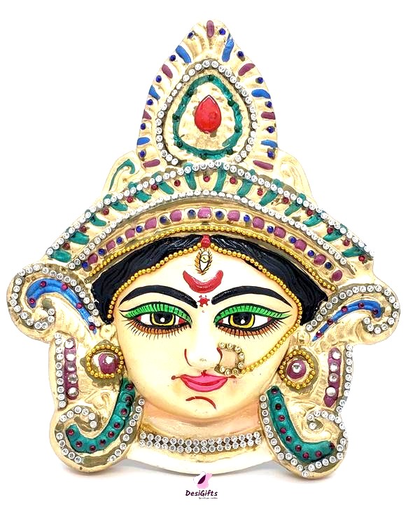 Goddess Durga Face - Wall Hanging in Clay, DFC# 101