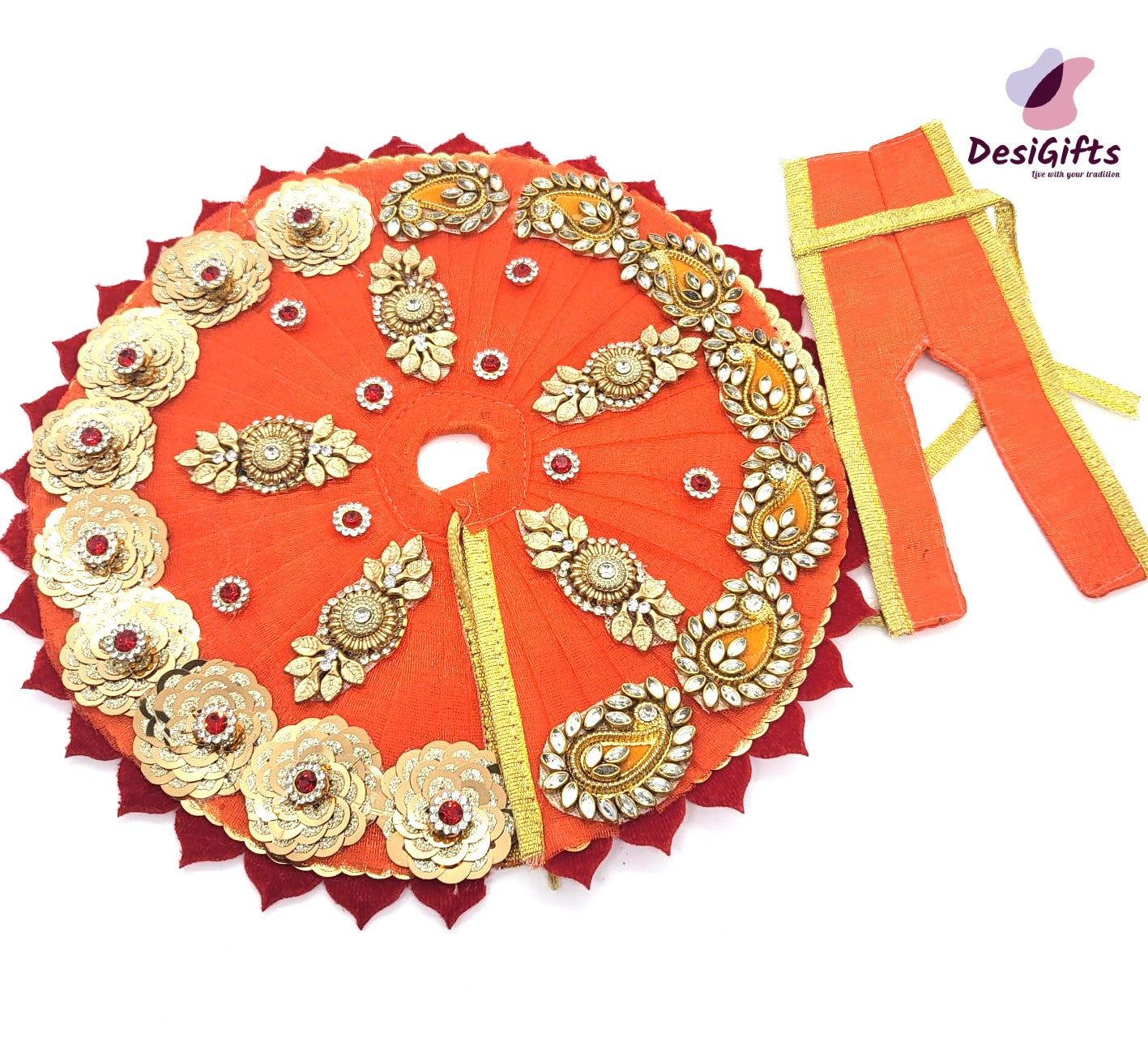 Beautiful Laddu Gopal Dress with Kundan Work /Elegant Krishna Poshak, RKF#693