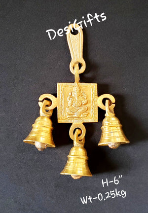 Brass Door Bell With Ganesh, 6" Long, GBB#156