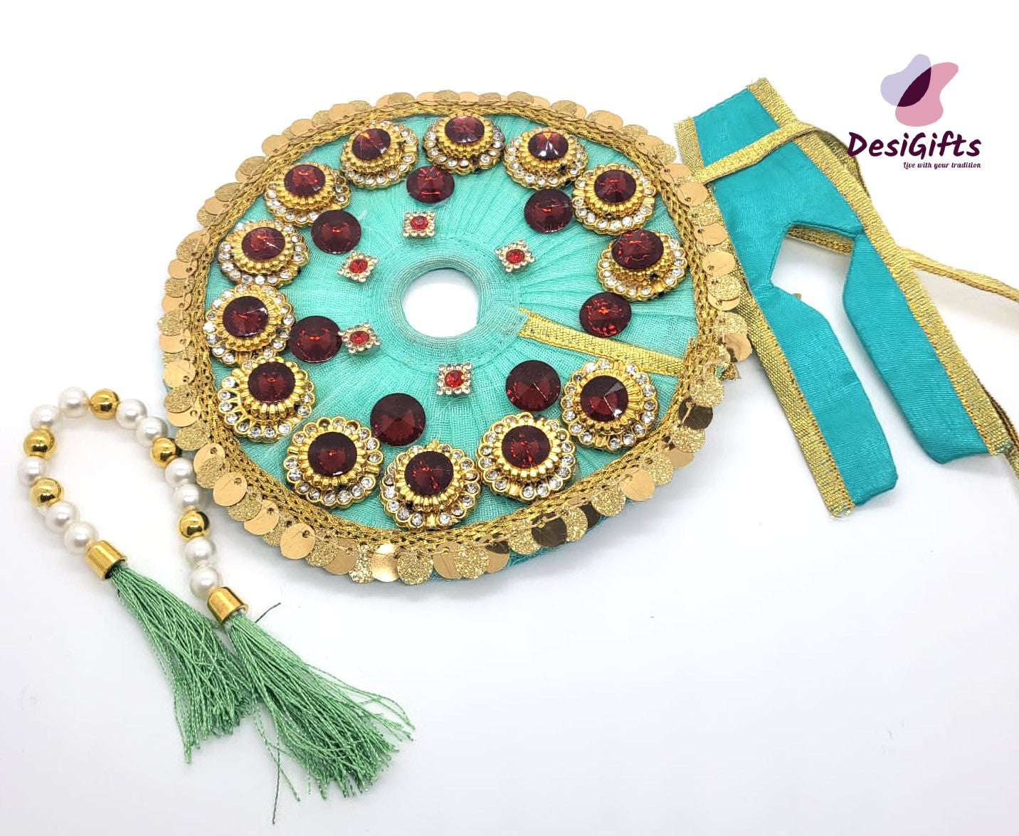 Handmade Laddu Gopal Dress with Stone Work /Elegant Krishna Poshak, RKF#683