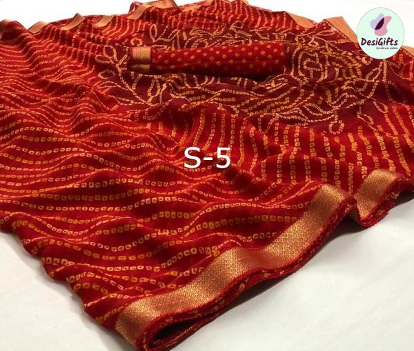 Chiffon Bandhani Saree, Casual Wear, Design SARI# 1027