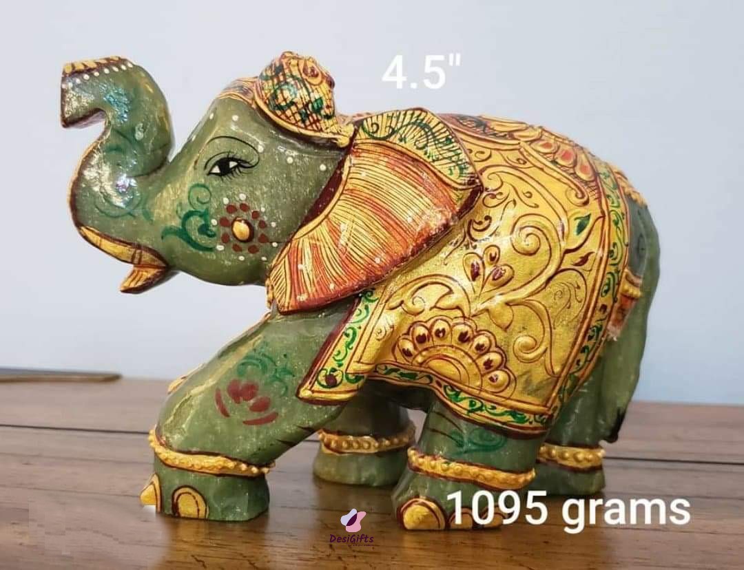 Elephant Statue in 4.5"- Emerald/Panna Precious Gemstone, EES# 174