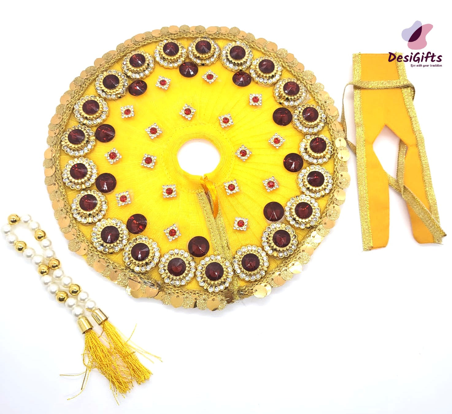 Handmade Laddu Gopal Dress with Stone Work /Elegant Krishna Poshak, RKF#683