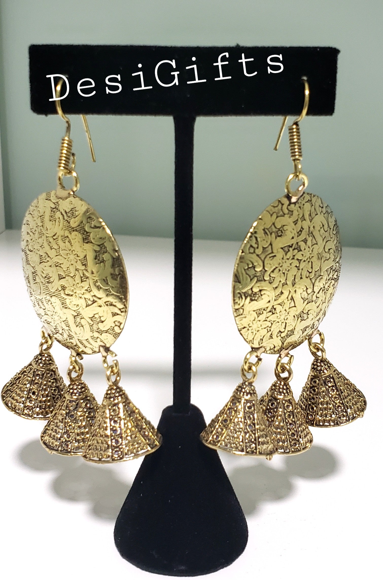 Oxidized Golden Round Jhumka Earrings, ER#425