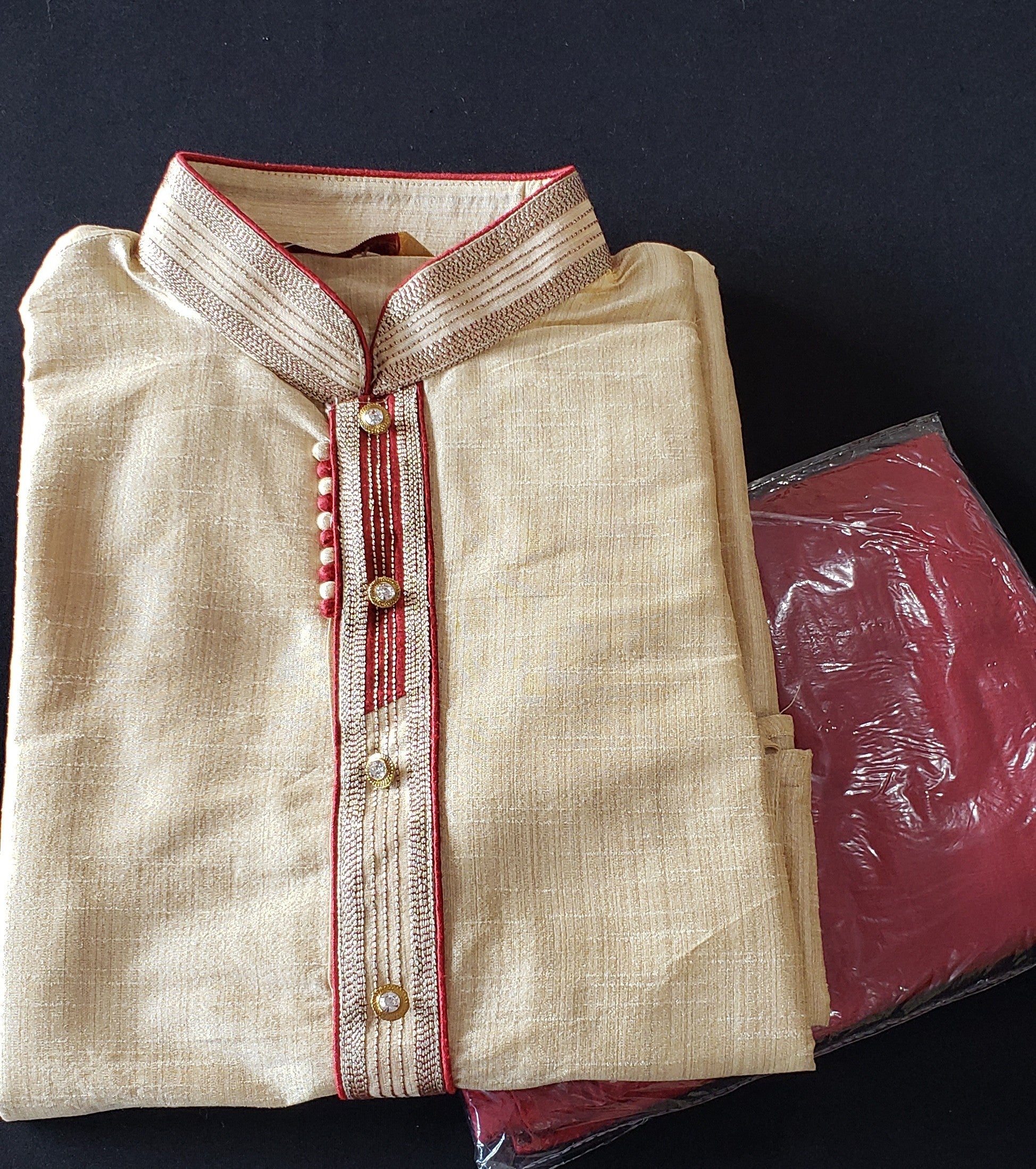 Golden Kurta Pajama Set-Silk Design KPS# CRMS 244