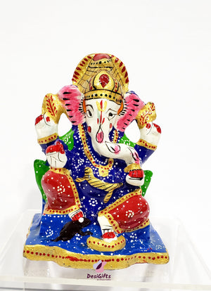 Lord Ganesha Idol- Metallic with Color, 4" Height, GIM# 122
