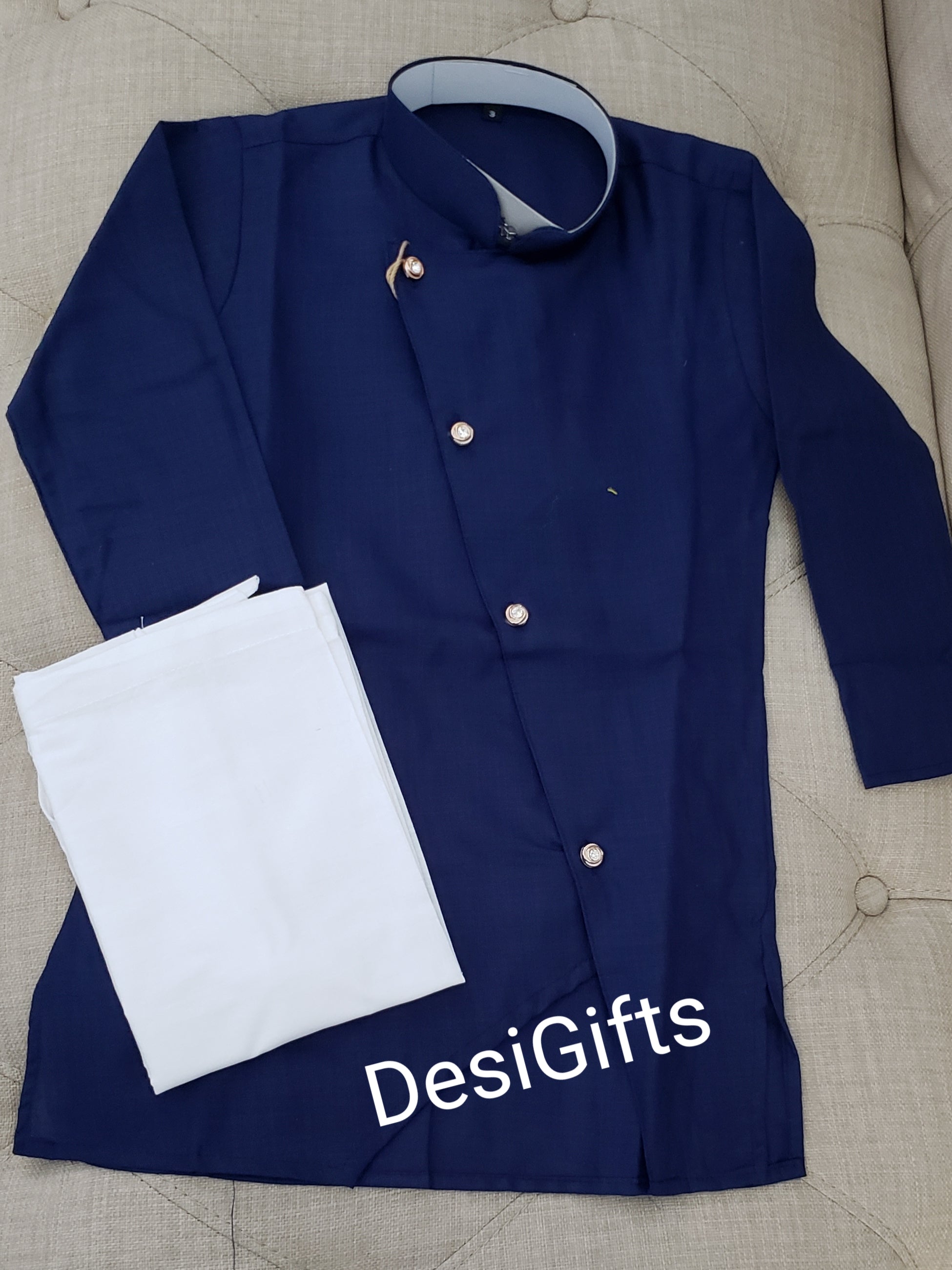 Boy's Cotton Kurta Pajama set- Design# B-BLU-281