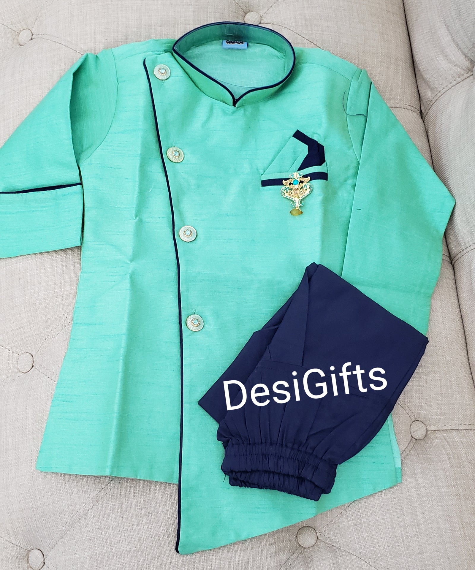 Size 6, Boy's Cotton Silk  Sherwani Dress- Design# B-TEL-293