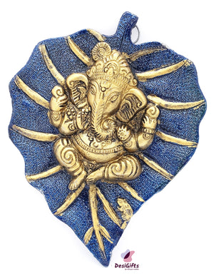 Lord Ganesha Wall Hanging on Leaf, 6 colors