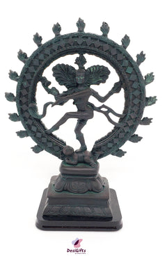 21 Inches Dancing Lord Natraj Idol - Brass Stonework Statue - Decorative  Figurine