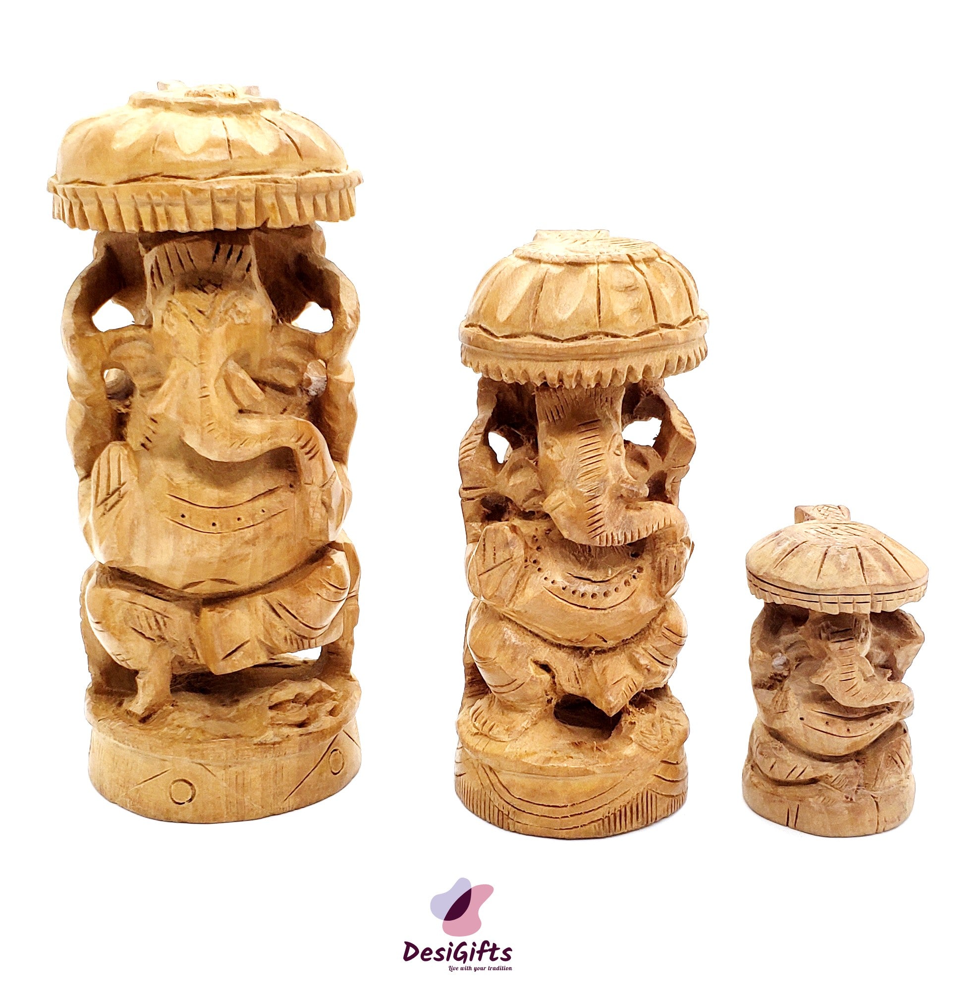 Wooden Ganesha Idols in Various Sizes, GIW# 142