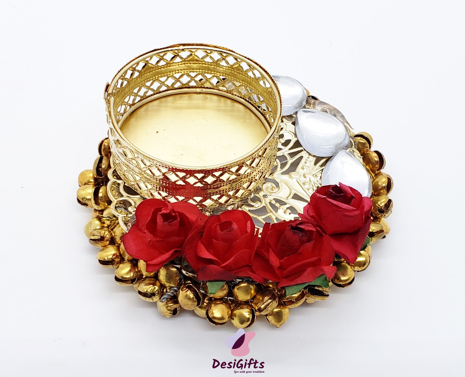 Candle Holder with Mini Roses, CHR#148