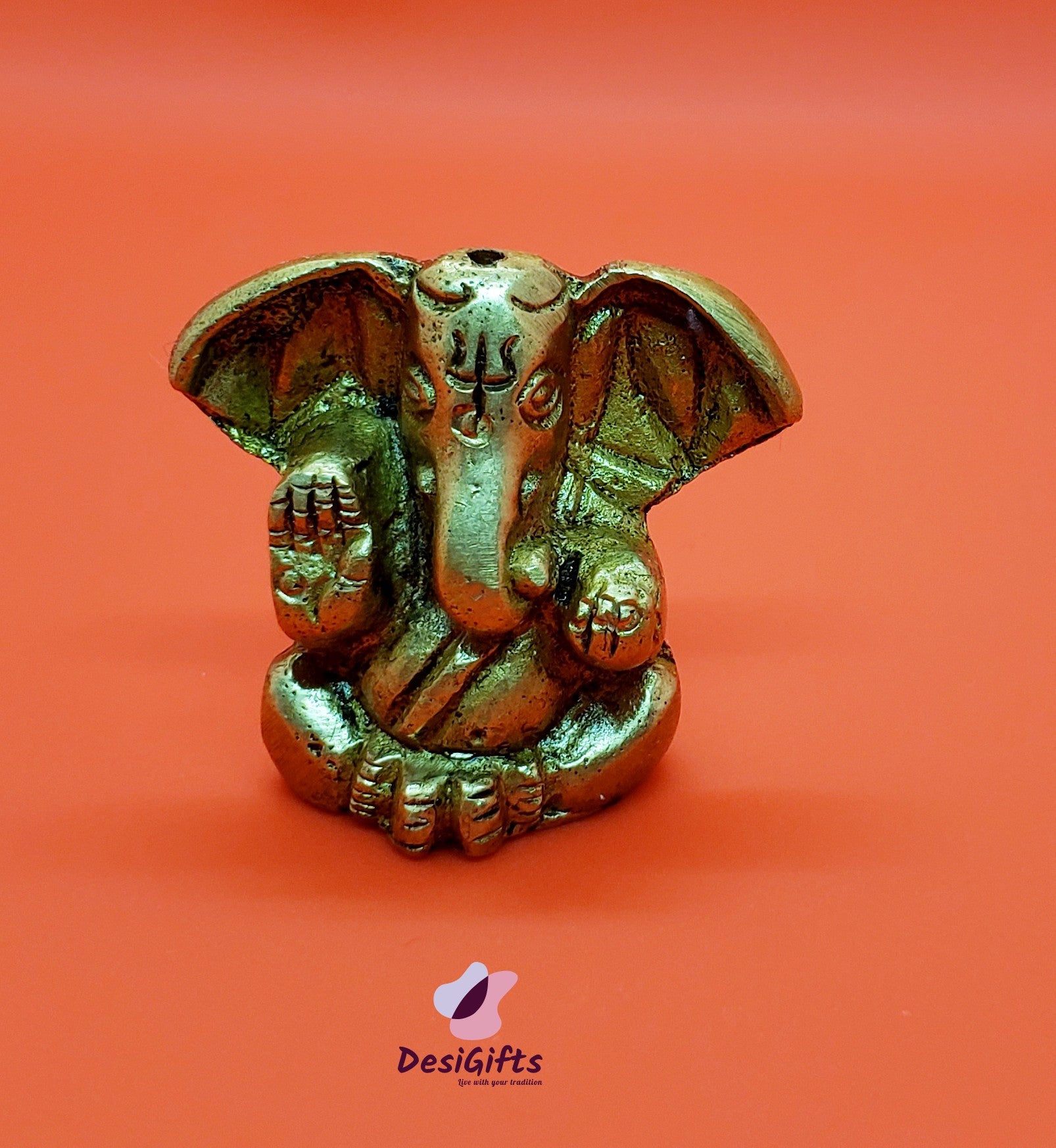 Lord Ganesha Idol- Pure Brass, 1" Height, GIB#139
