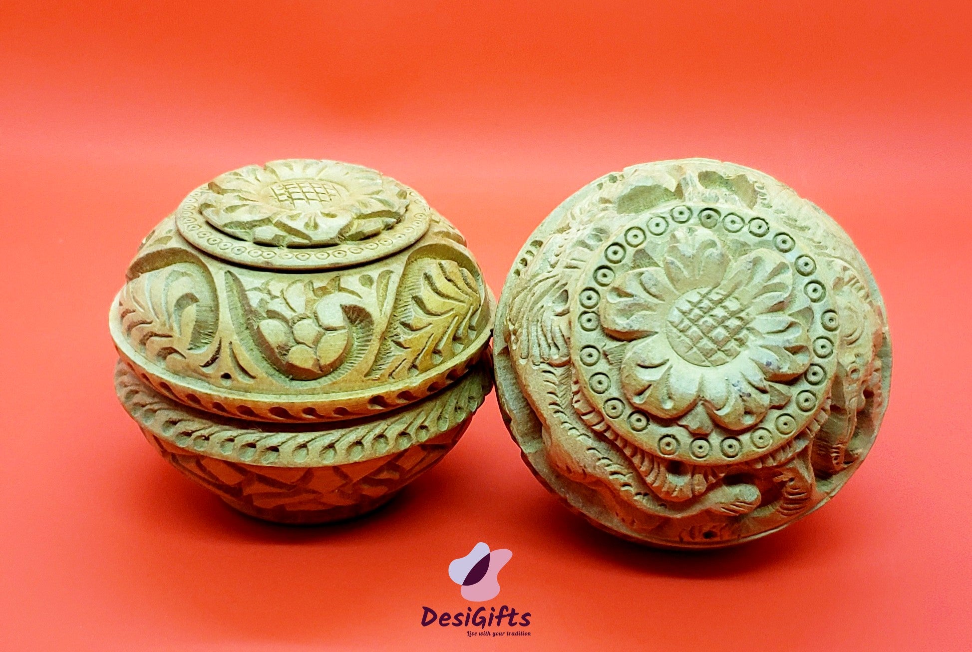 Decorative Carved Wood Balls