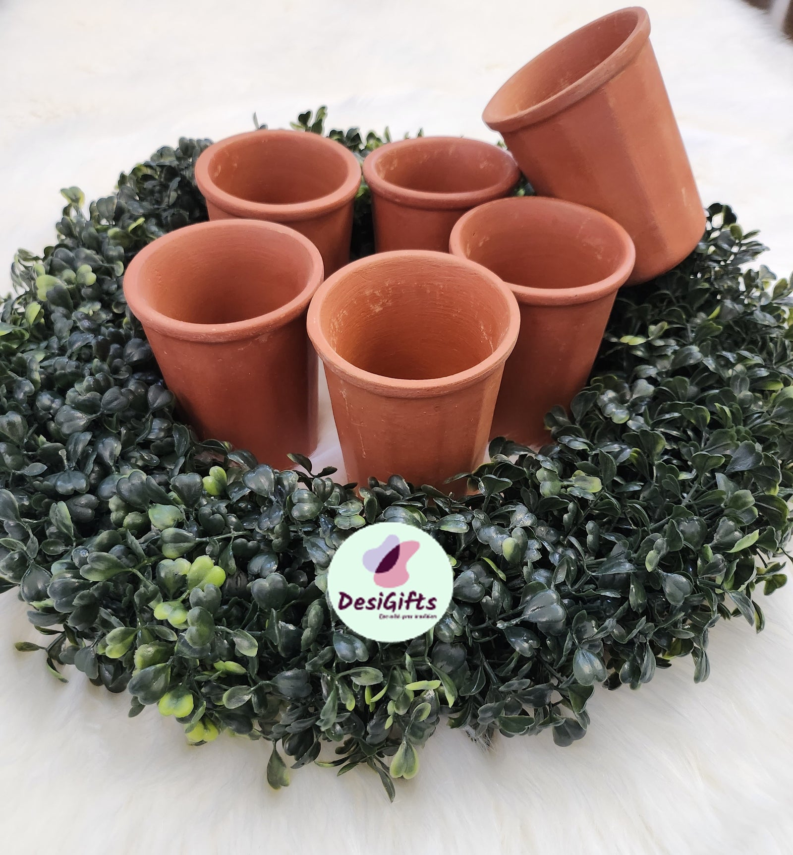 Earthy and Robust Clay Craft Glasses, Set of 6 Pieces in a Box, CPT- 1022