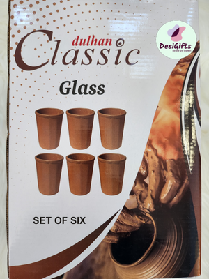 Earthy and Robust Clay Craft Glasses, Set of 6 Pieces in a Box, CPT- 1022