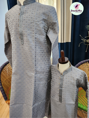 Exquisite Gray embroidery Cotton Silk with Golden Work, DM - 1007