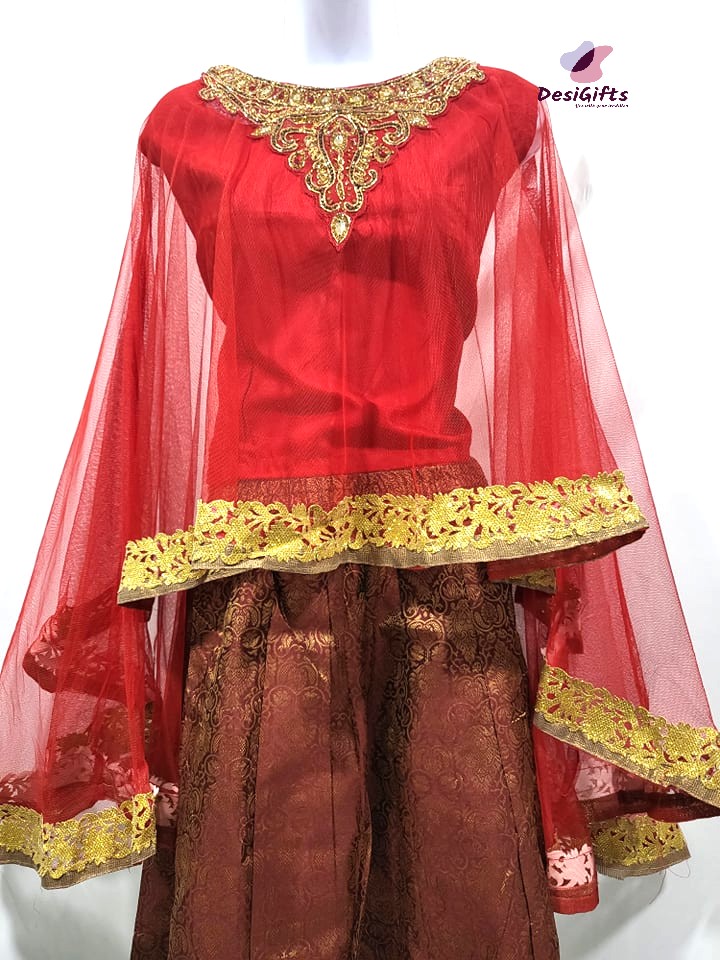 Poncho Style Lehenga Choli Dress, Multiple Colors, Design LHG 464