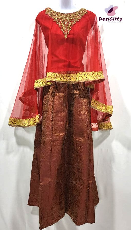 Poncho Style Lehenga Choli Dress, Multiple Colors, Design LHG # 464