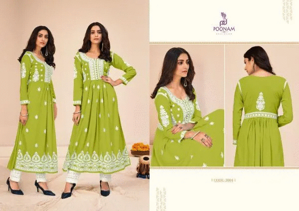 Poonam Designer Zil Mil Rayon Gown with Embroidery Work, Design PZM #351