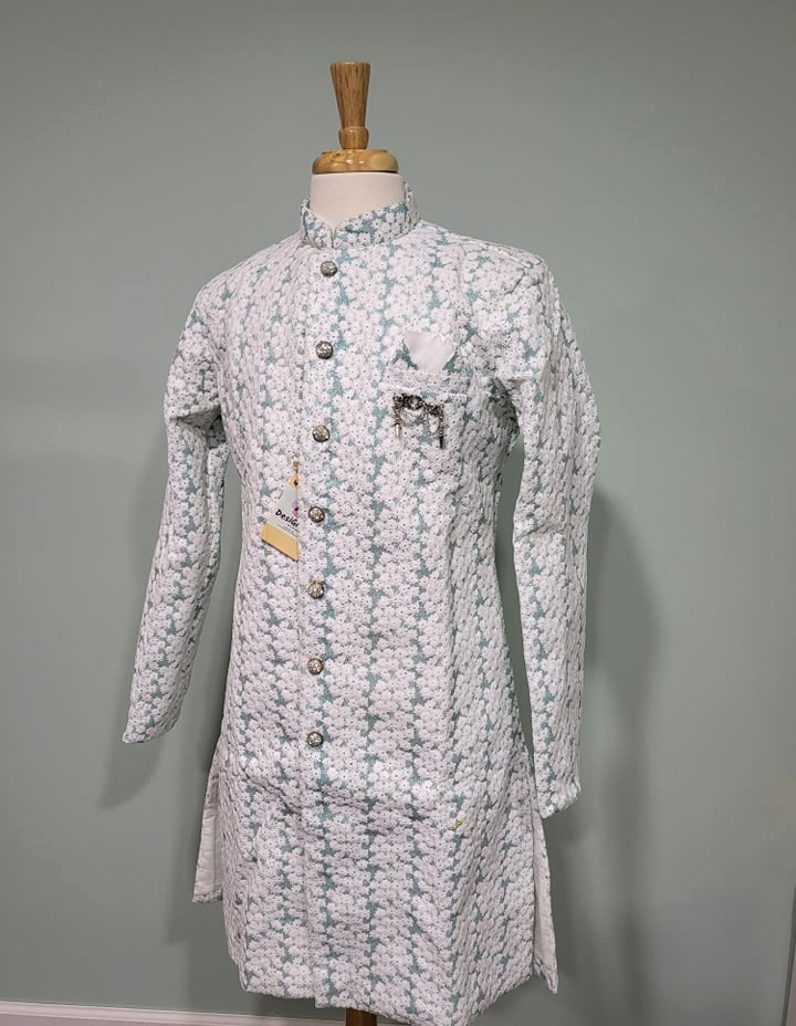 Sherwani Style Kurta Pajama Designer Set-Cotton, Design SPS# WHSC 271